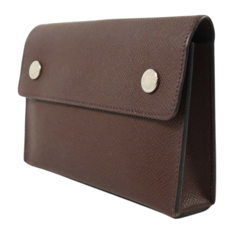 HERMES Epsom Hermesnap Wallet銀扣肩背袋Rouge Sellier-2