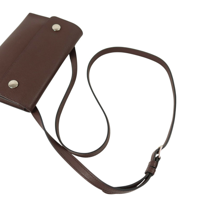 HERMES Epsom Hermesnap Wallet銀扣肩背袋Rouge Sellier-7