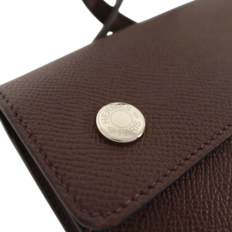 HERMES Epsom Hermesnap Wallet銀扣肩背袋Rouge Sellier-9