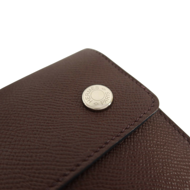 HERMES Epsom Hermesnap Wallet銀扣肩背袋Rouge Sellier-14
