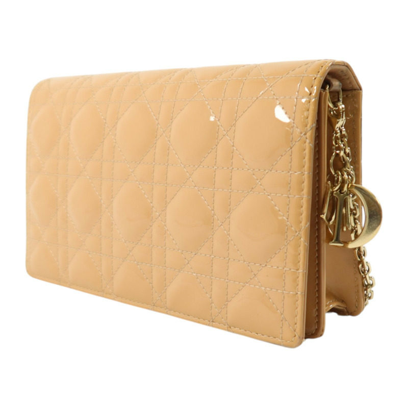 Dior 漆皮皮革Lady Dior Pouch With Chain金扣鏈帶肩背袋-2