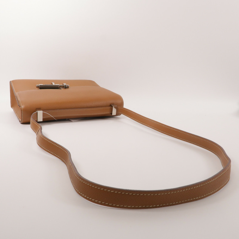 HERMES Epsom皮革Verrou 23肩背袋Gold-8
