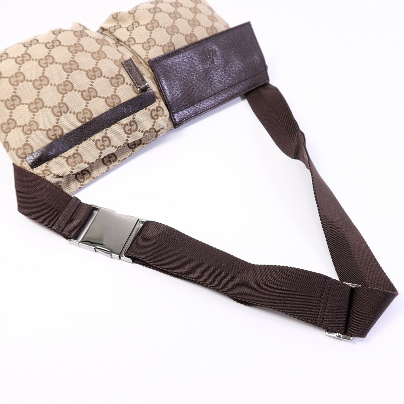 GUCCI 帆布Waist Bag銀扣腰包-10