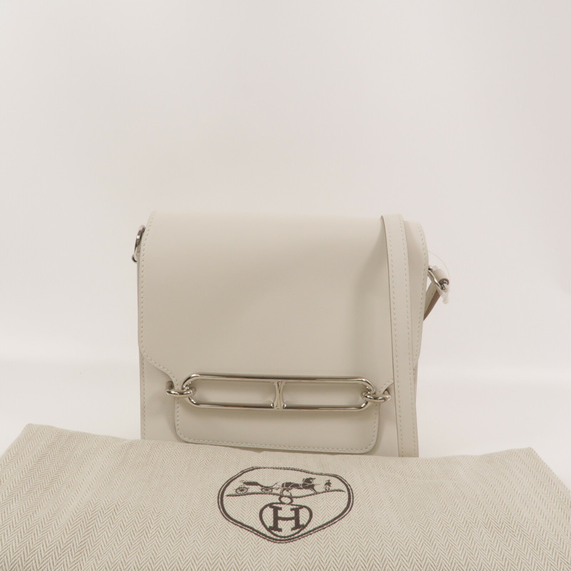 HERMES Evercolor皮革Mini Roulis肩背袋Blanc-9