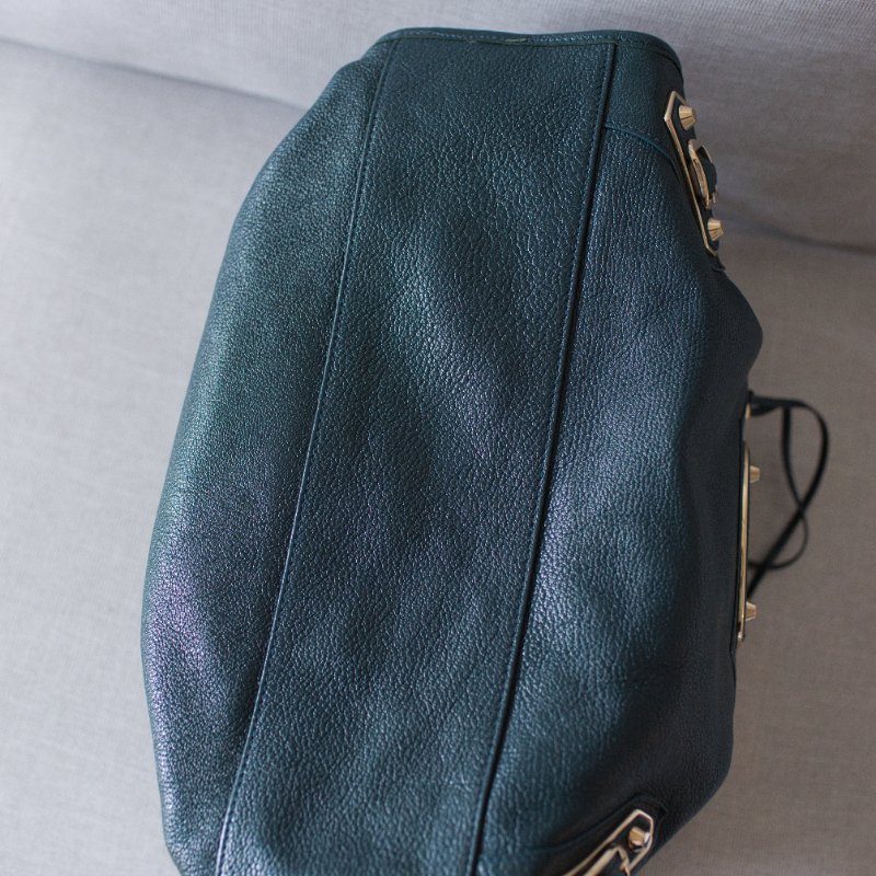 Balenciaga 巴黎世家 City Classic Metallic Edge 390154 金釦 墨綠色金邊機車包-9