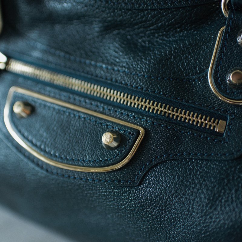 Balenciaga 巴黎世家 City Classic Metallic Edge 390154 金釦 墨綠色金邊機車包-15