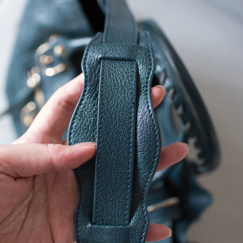 Balenciaga 巴黎世家 City Classic Metallic Edge 390154 金釦 墨綠色金邊機車包-16