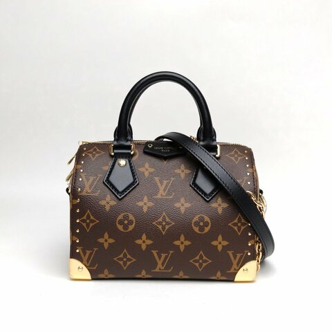 LOUIS VUITTON Sptrunk20鉚釘可拆卸肩帶老花PVC晶片肩背包