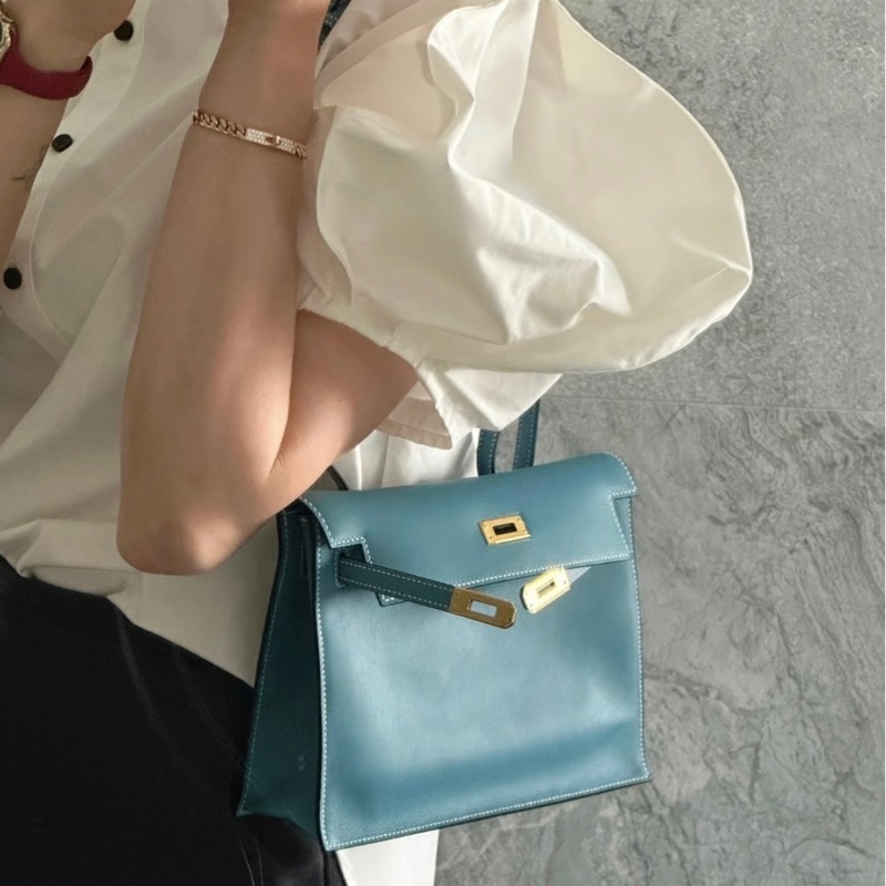 Hermes Kelly Danse風暴藍銀扣-2