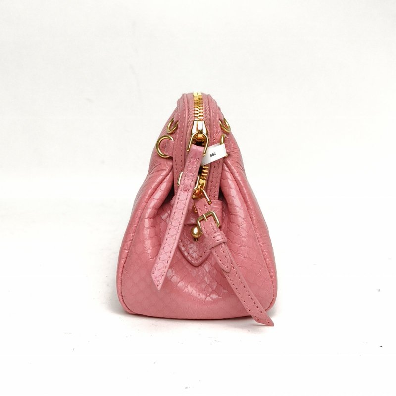 MIU MIU 粉色蛇皮金扣Ayers單肩包肩背包-1