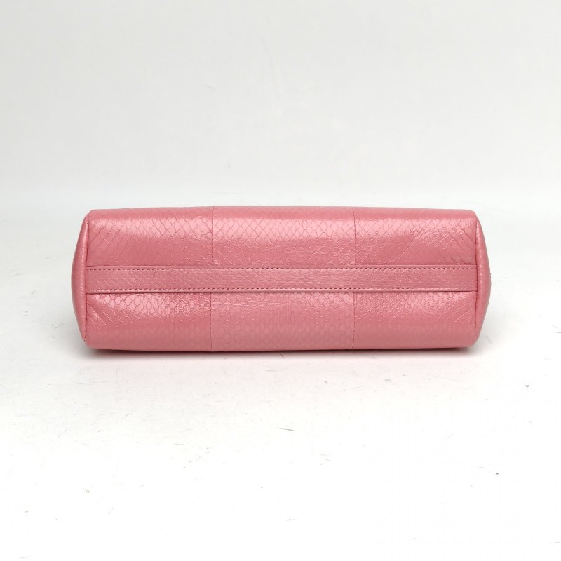 MIU MIU 粉色蛇皮金扣Ayers單肩包肩背包-4