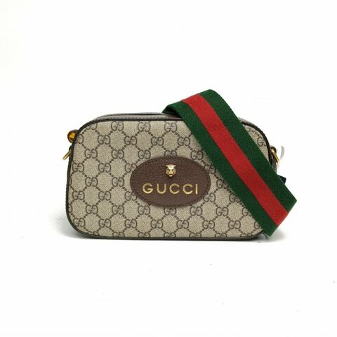 GUCCI NeoVintage虎頭相機包24烏木色PVC金扣肩背包