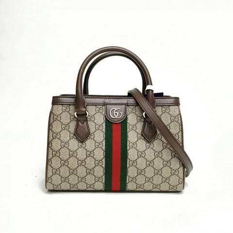 GUCCI 老花PVC金扣ophidiatote肩背包