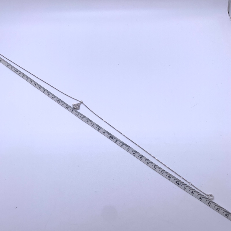 BVLGARI寶格麗 Divas系列 18K白金密鑲鑽 滿鑽小號扇子項鍊 吊墜佩戴在脖頸是會更耀眼閃亮✨-2