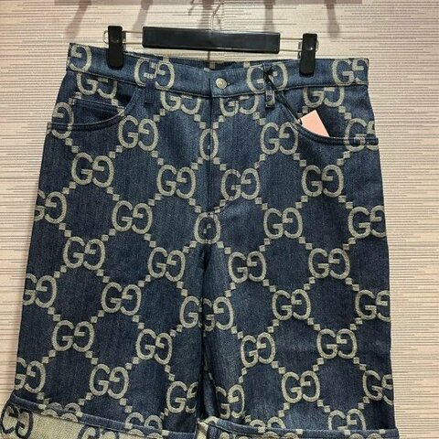 💎Han's house精品服飾💎GUCCI 古馳 滿版 GG 老花 LOGO 牛仔短褲  現貨  34 原價37000