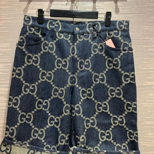 💎Han's house精品服飾💎GUCCI 古馳 滿版 GG 老花 LOGO 牛仔短褲  現貨  34 原價37000-0