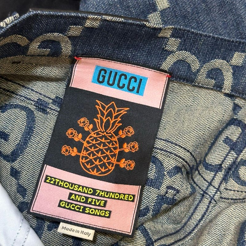 💎Han's house精品服飾💎GUCCI 古馳 滿版 GG 老花 LOGO 牛仔短褲  現貨  34 原價37000-2