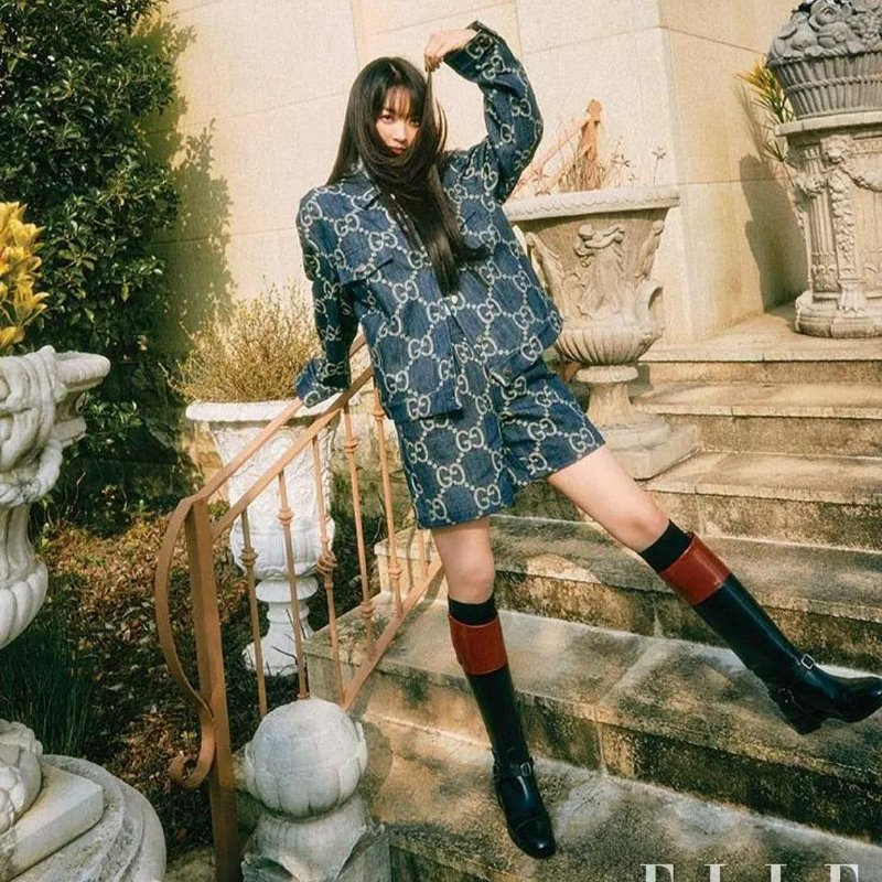 💎Han's house精品服飾💎GUCCI 古馳 滿版 GG 老花 LOGO 牛仔短褲  現貨  34 原價37000-3