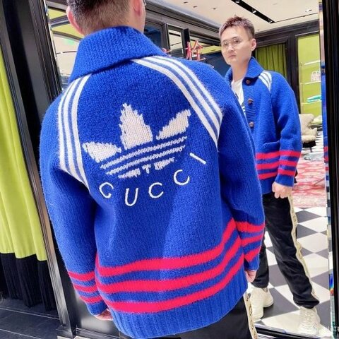 💎Han's house精品服飾💎GUCCI 古馳 聯名 愛迪達 adidas 粗毛線 針織羊毛 外套 現貨S 原價87000