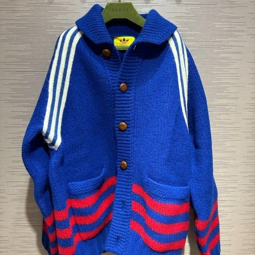 💎Han's house精品服飾💎GUCCI 古馳 聯名 愛迪達 adidas 粗毛線 針織羊毛 外套 現貨S 原價87000-4