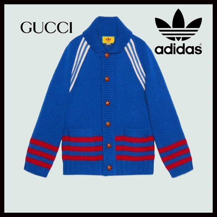 💎Han's house精品服飾💎GUCCI 古馳 聯名 愛迪達 adidas 粗毛線 針織羊毛 外套 現貨S 原價87000-6