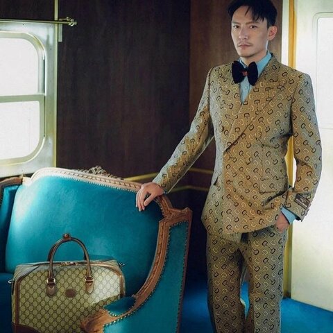 💎Han's house精品服飾💎GUCCI 滿版 老花 馬銜扣圖 長褲 西裝褲 現貨M 原價38500