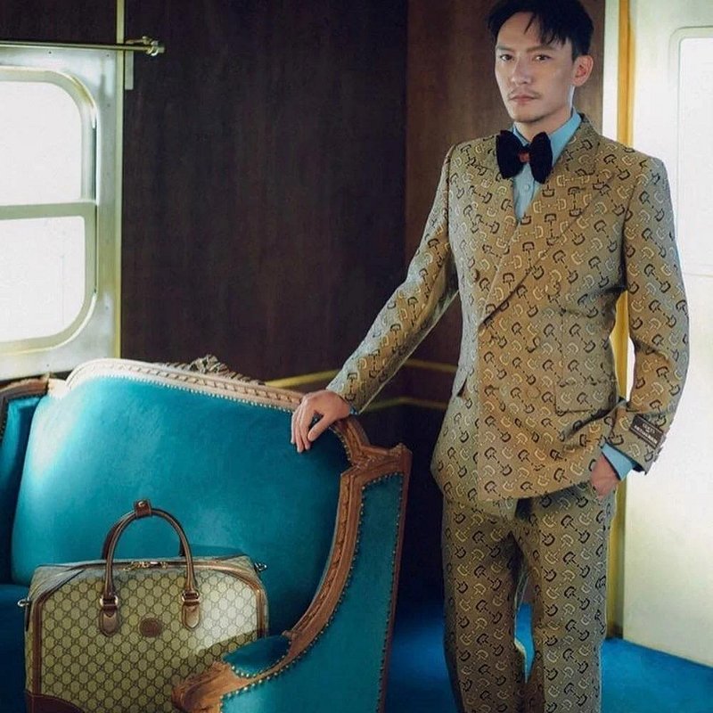 💎Han's house精品服飾💎GUCCI 滿版 老花 馬銜扣圖 長褲 西裝褲 現貨M 原價38500-0