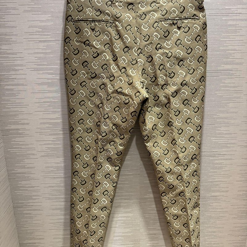 💎Han's house精品服飾💎GUCCI 滿版 老花 馬銜扣圖 長褲 西裝褲 現貨M 原價38500-2