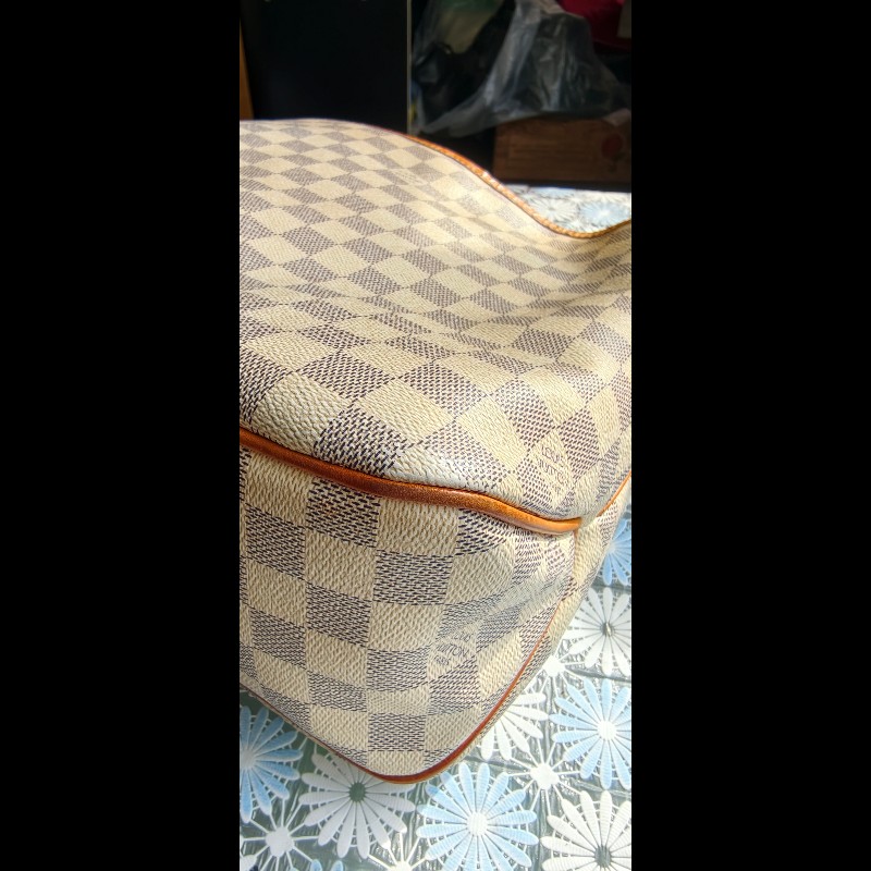 【絕版珍藏】LV Louis Vuitton Delightful PM 白棋盤格肩背包 (Damier Azur)-15