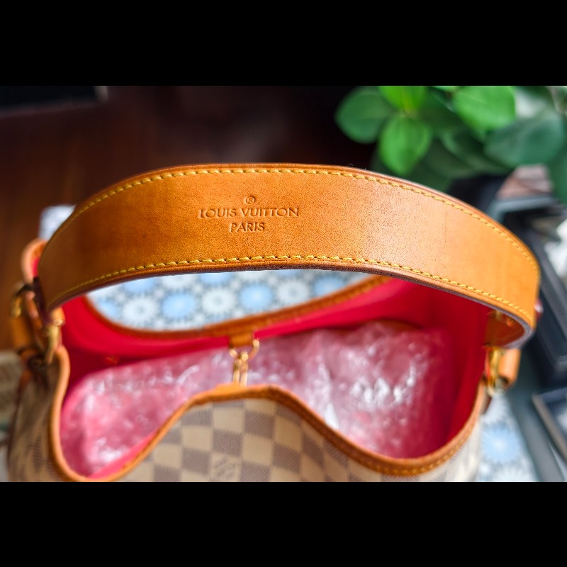 【絕版珍藏】LV Louis Vuitton Delightful PM 白棋盤格肩背包 (Damier Azur)-29
