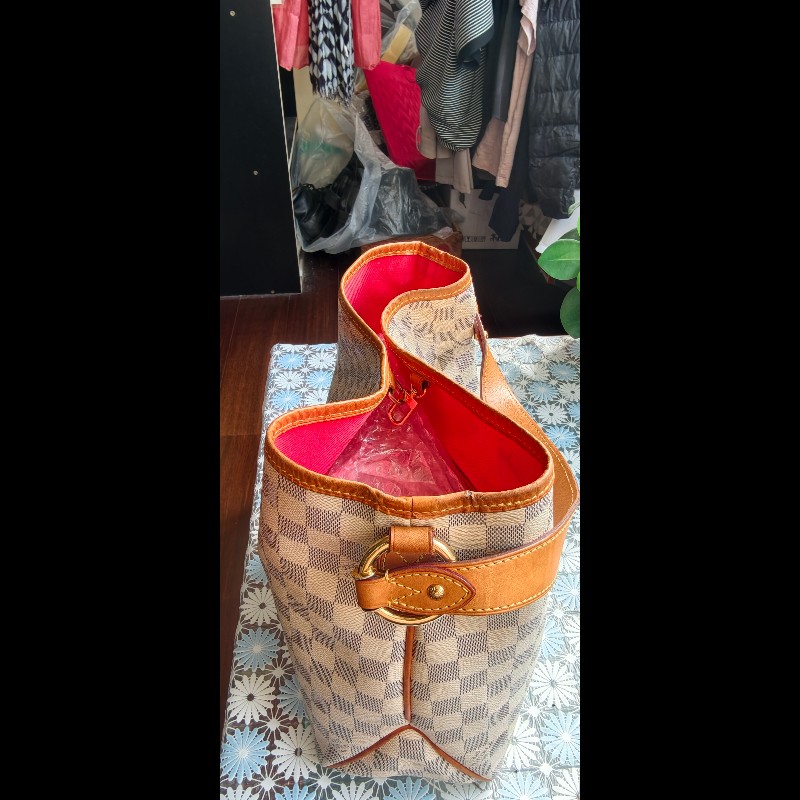 【絕版珍藏】LV Louis Vuitton Delightful PM 白棋盤格肩背包 (Damier Azur)-35