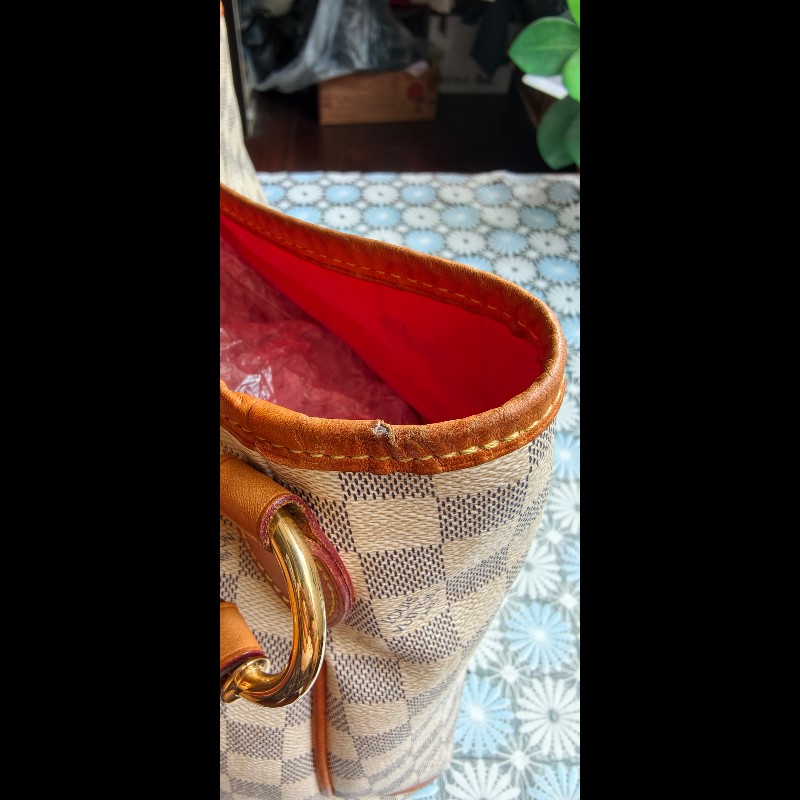 【絕版珍藏】LV Louis Vuitton Delightful PM 白棋盤格肩背包 (Damier Azur)-37