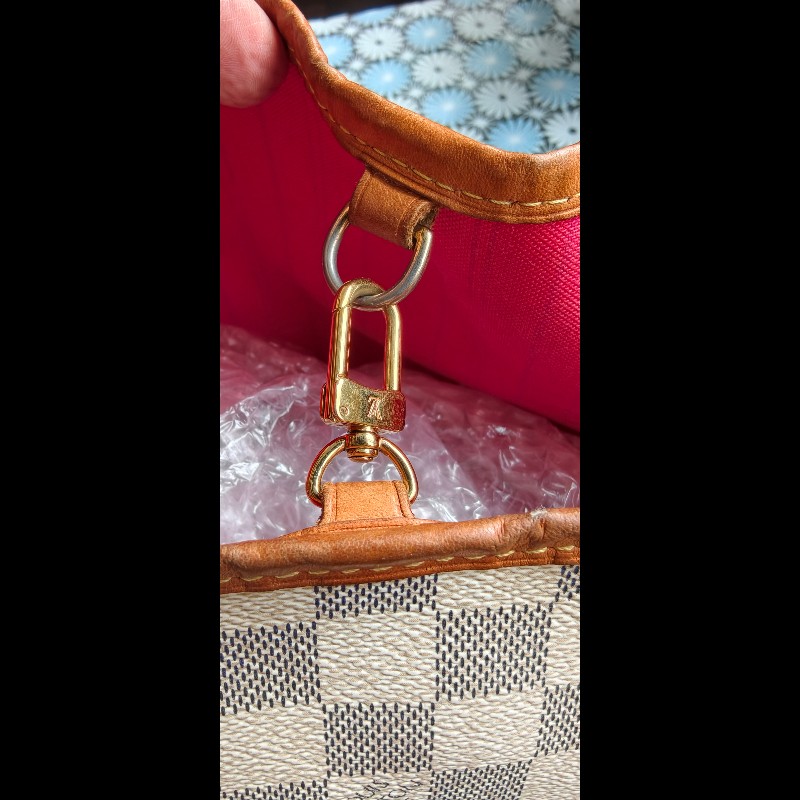 【絕版珍藏】LV Louis Vuitton Delightful PM 白棋盤格肩背包 (Damier Azur)-38