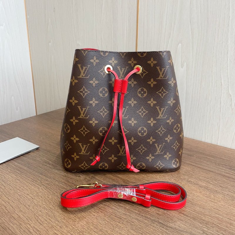 路易威登/Louis Vuitton 紅色老花水桶包-0