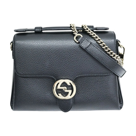 黑色 牛皮 Interlocking G Top Handle 肩背包【GUCCI 古馳】 510302