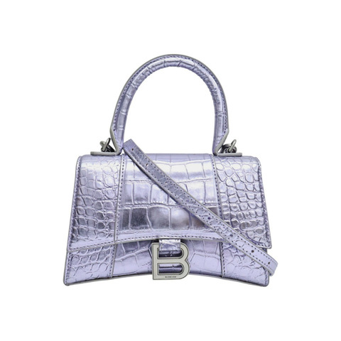紫色 鱷魚壓紋 牛皮 Hourglass XS 兩用包【BALENCIAGA 巴黎世家】 593546