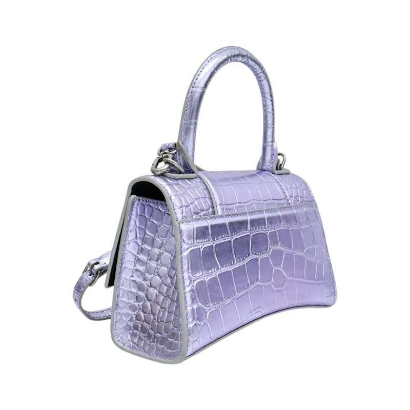 紫色 鱷魚壓紋 牛皮 Hourglass XS 兩用包【BALENCIAGA 巴黎世家】 593546-1