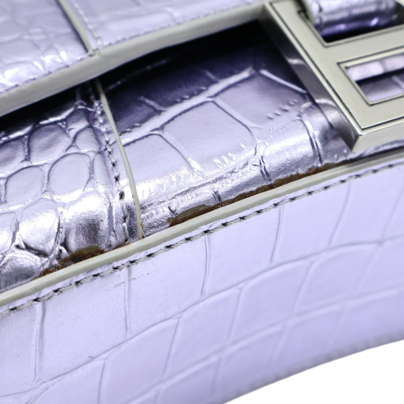 紫色 鱷魚壓紋 牛皮 Hourglass XS 兩用包【BALENCIAGA 巴黎世家】 593546-16