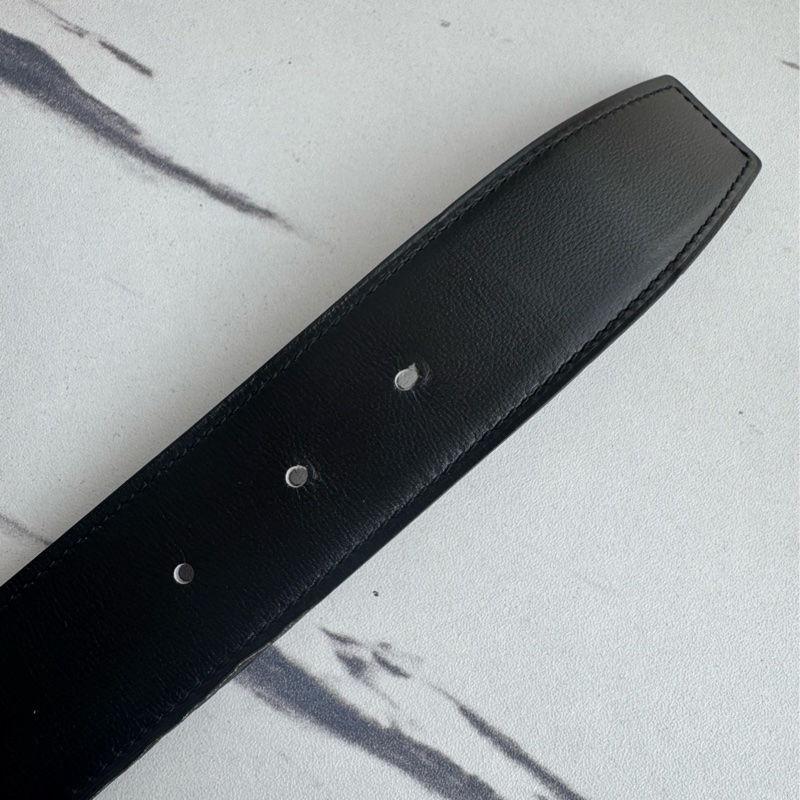 Hermes 黑/深咖雙面銀大H皮帶90cm-8