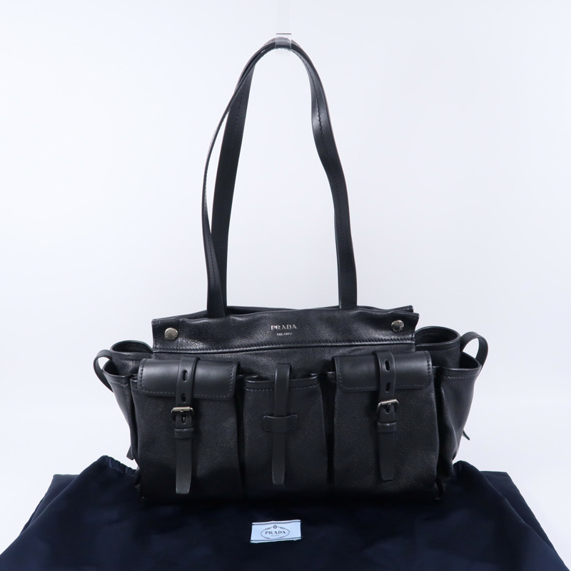 PRADA 牛皮皮革Route Large Tote肩背袋-10