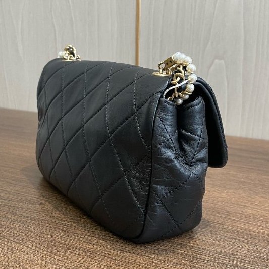 香奈兒/Chanel 黑金珍珠CF大mini 鏈條斜背包 牛皮-3