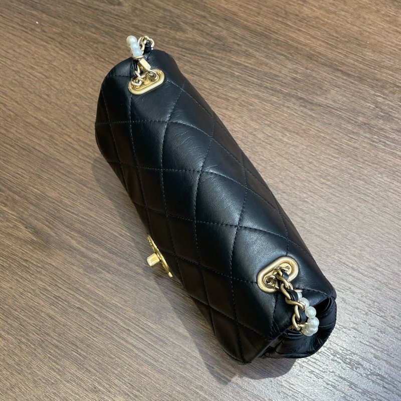 香奈兒/Chanel 黑金珍珠CF大mini 鏈條斜背包 牛皮-4