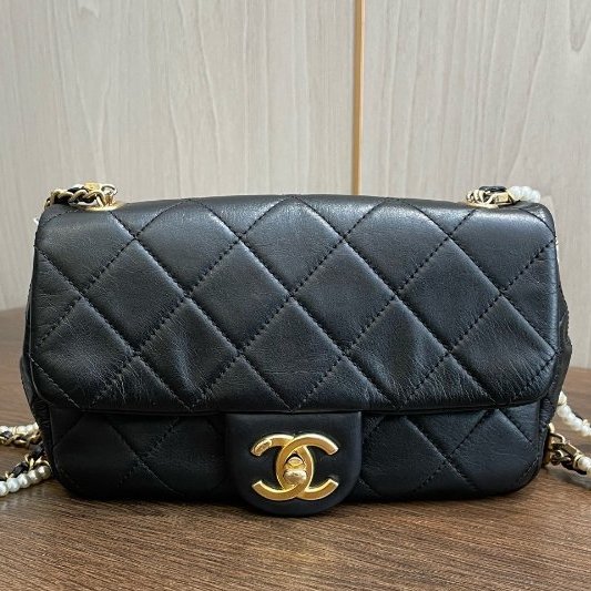 香奈兒/Chanel 黑金珍珠CF大mini 鏈條斜背包 牛皮-5