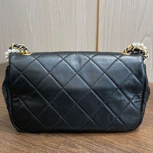 香奈兒/Chanel 黑金珍珠CF大mini 鏈條斜背包 牛皮-6