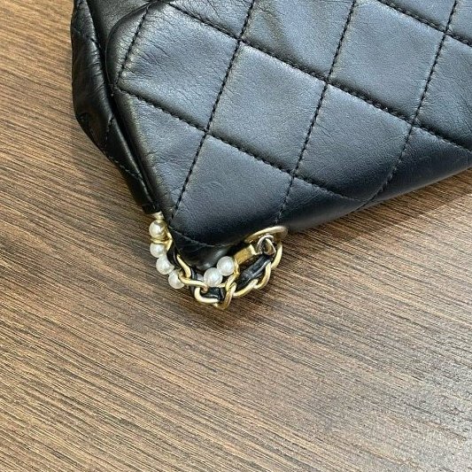 香奈兒/Chanel 黑金珍珠CF大mini 鏈條斜背包 牛皮-8