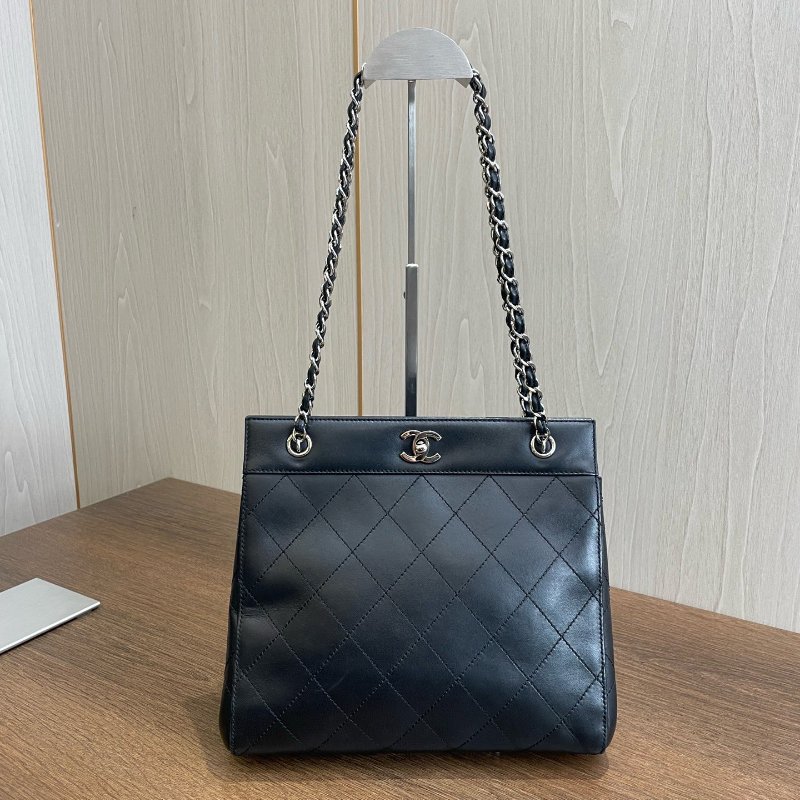 香奈兒/Chanel 黑銀琴譜托特鏈條包-5