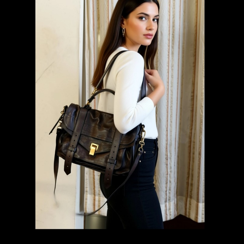 【Proenza Schouler】經典深藍黑色 PS1 中號羊皮郵差包 (Medium Satchel)-6