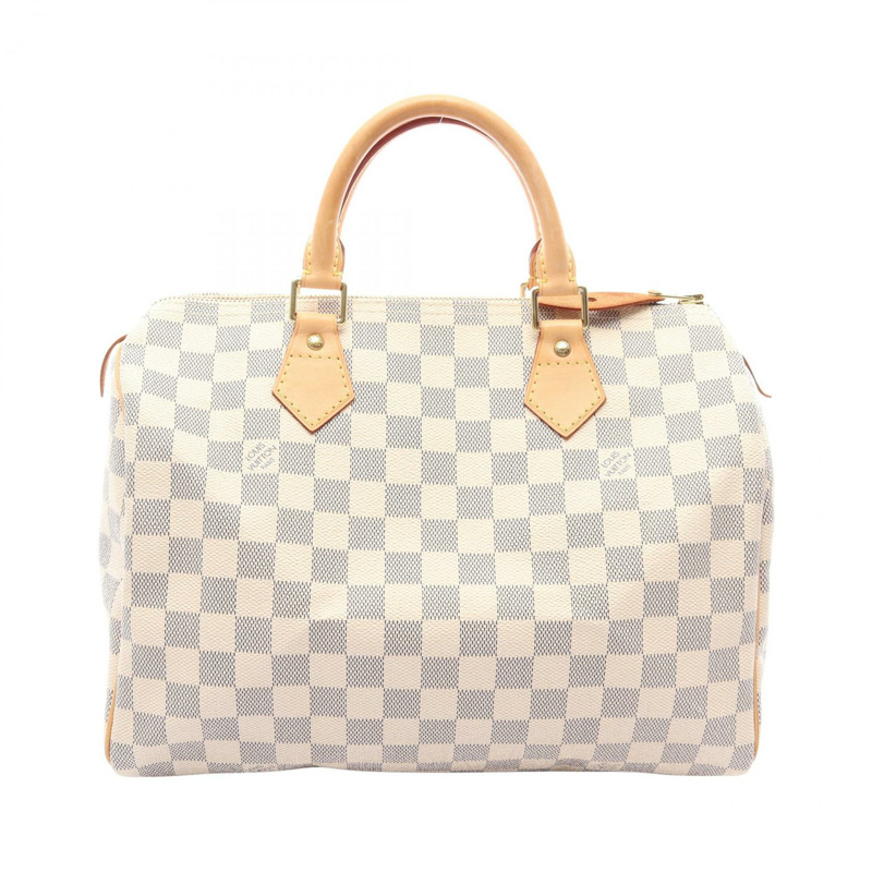 路易威登 Speedy 30 手提包 N41001 Damier Azur 帆布皮革 白色 二手 LV-0