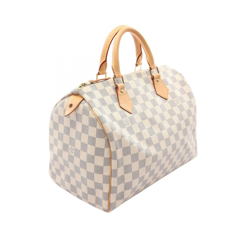 路易威登 Speedy 30 手提包 N41001 Damier Azur 帆布皮革 白色 二手 LV-1