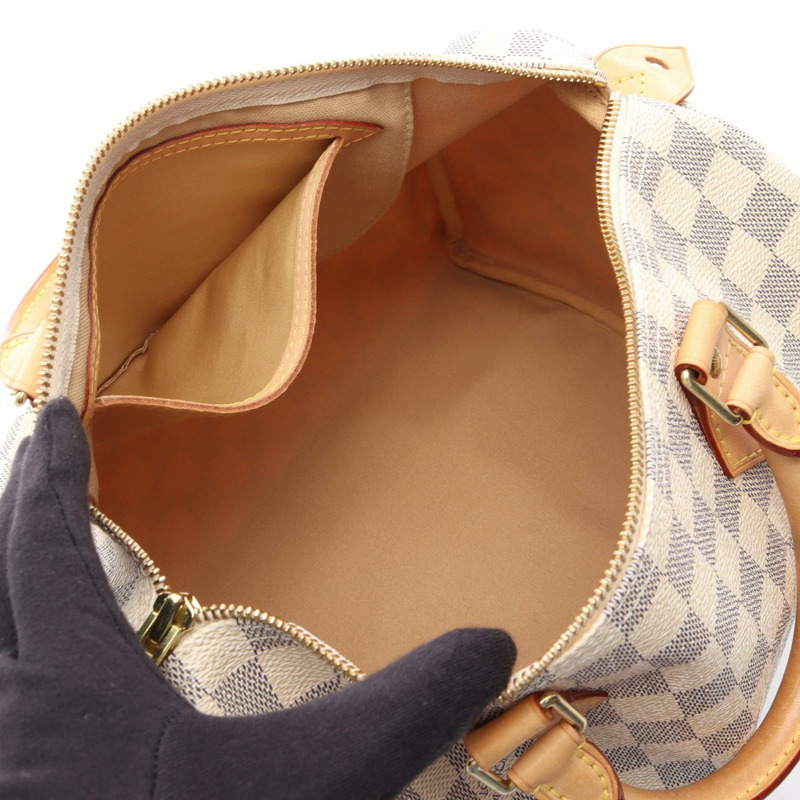 路易威登 Speedy 30 手提包 N41001 Damier Azur 帆布皮革 白色 二手 LV-2